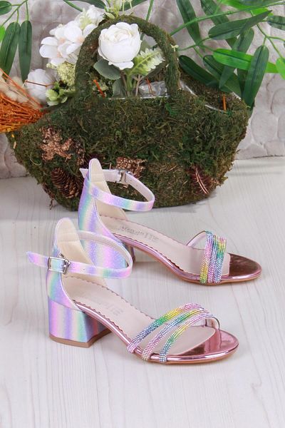 fort 352089 Stone Detailed Heeled Girl's Evening Dress Shoes