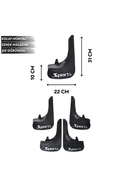 SONİKON LİNE Renault Megane 4 Sd 2016-2021 Compatible Sports Written 4-Piece Mudguard Mudguard Dust Cover Modified
