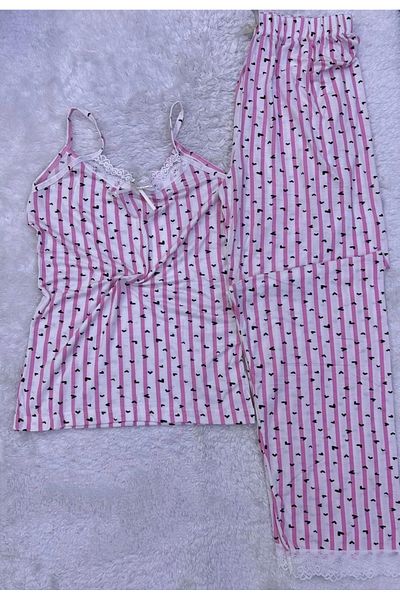 PHANTOM JEANS Women's Rope Strap Lace Detail Nightgown Soft Textured Pajama Set