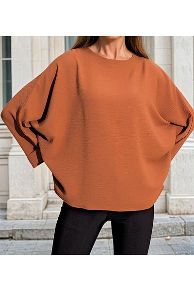 Pasaklı Giyim Γυναικεία μπλούζα με διπλό μανίκι με μπατονέτα, άνετη μπλούζα με στρογγυλή λαιμόκοψη 2943220