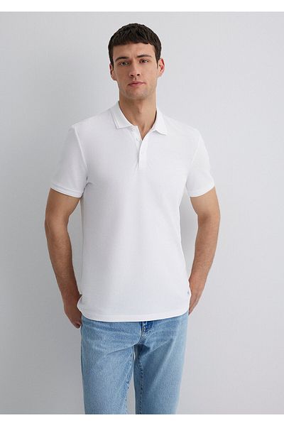 Mavi Weißes Polo-T-Shirt Slim Fit / Schmaler Schnitt 064946-27879
