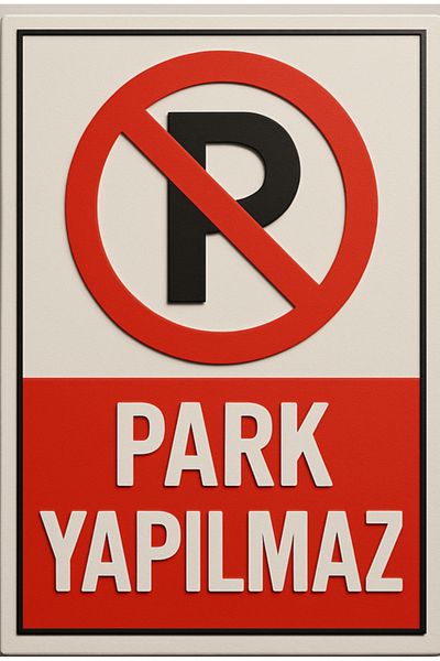 sıradışıhediyem Metal Parking Prohibited Warning Sign 20X30 cm with Double Sided Tape on the Back