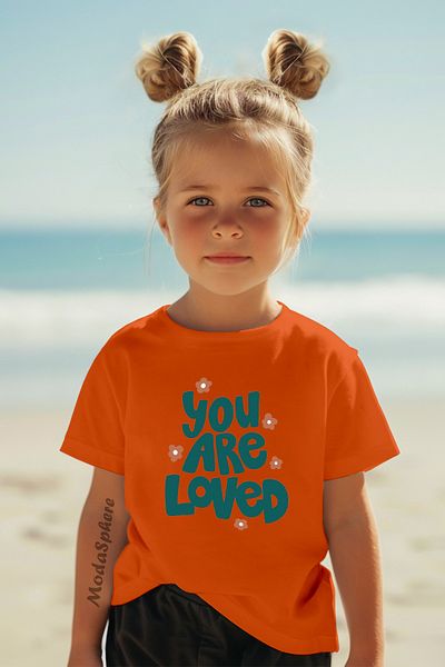 ModaSphere You Are Loved Printed Crew Neck Girl's T-Shirt