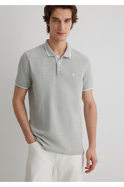 Mavi Graues Polo-T-Shirt - Kragendetail, Slim Fit, Slim Fit064164-28387
