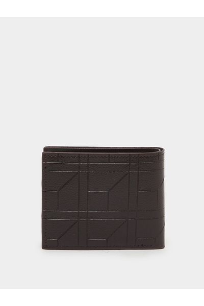 Styli Brown Self Design Quilted Wallet