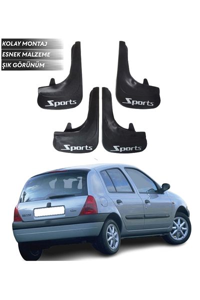 SONİKON LİNE Renault Clio 2 Hb 1998-206 Compatible Sports Written 4-Piece Mudguard Mudguard Dust Cover Modified