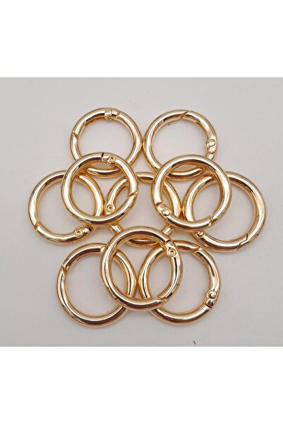 İthal Bag Accessory 10 Pieces 2 cm Light Gold Color Spring Ring for Knitted Bag
