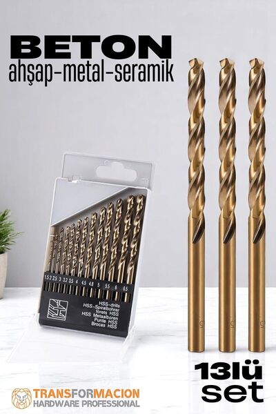 Transformacion Beton Matkap Ucu Seti- Çelik Beton Metal Ahşap Matkap 13 lü SE...