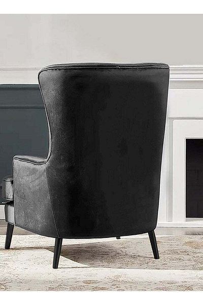 House One Velvet Royal Chair with Wingback and Arms