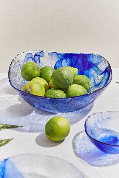 Home Linden Batik Cam Salata ve Meyve Karıştırma Kasesi