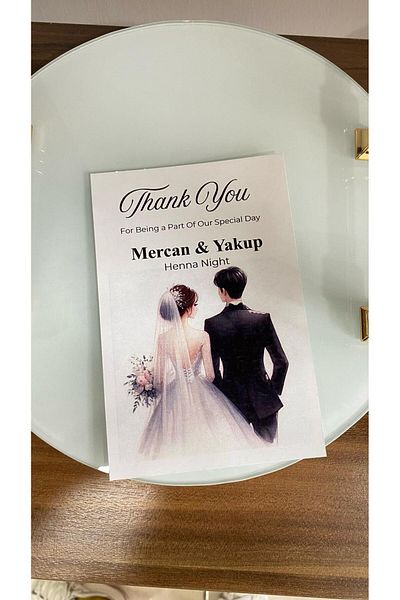 ARLetikettasarım Bride Groom Table Card and Invitation Henna Night 9,5X15 cm 49 Pieces - Arletikettasarım