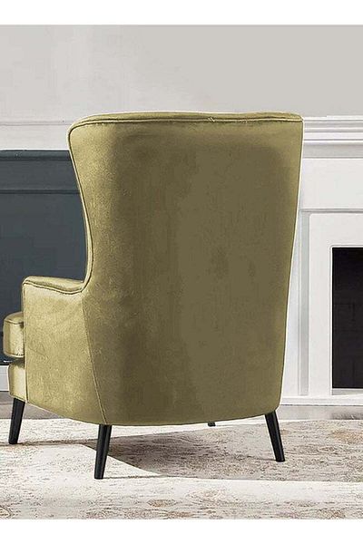 House One Velvet Royal Chair with Wingback and Arms