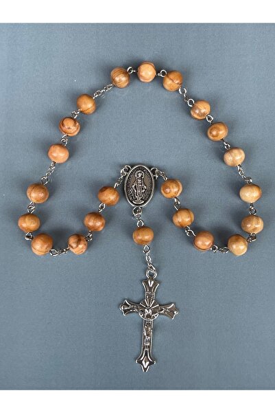 6mm Zeytin Ağacı Katolik Hristiyan Barış Tesbihi Chaplet - 21 Taneli