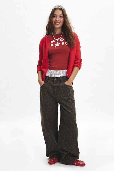 september island Leopard Pattern - Regular Waist Denim Trousers