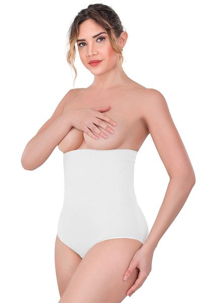 emosavm White Emay 2080 High Waist Snap Fastener Slip Corset