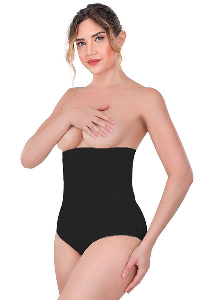emosavm Black Emay 2080 High Waist Snap Fastener Slip Corset