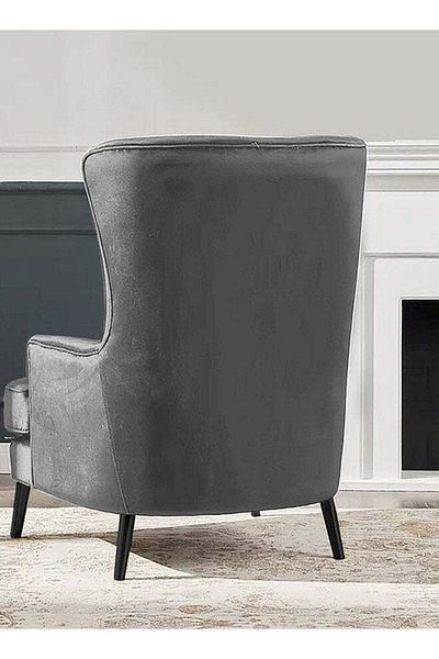 House One Velvet Royal Chair with Wingback and Arms