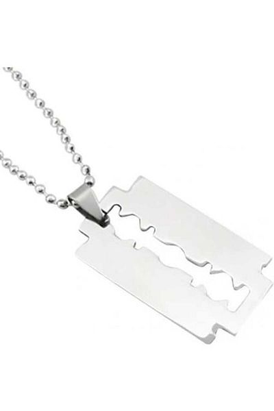TİCARETSEPETİM Razor Steel Necklace - Razor Model Stainless Silver Color Steel Necklace