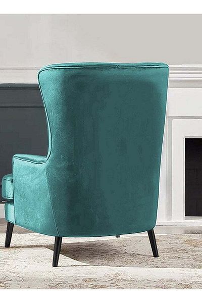 House One Velvet Royal Chair with Wingback and Arms