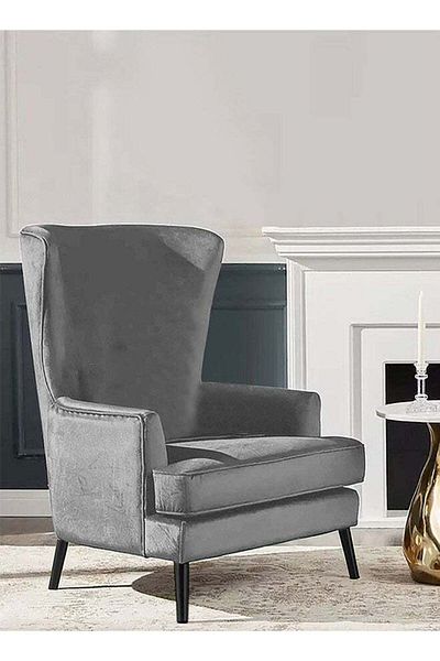 House One Velvet Royal Chair with Wingback and Arms