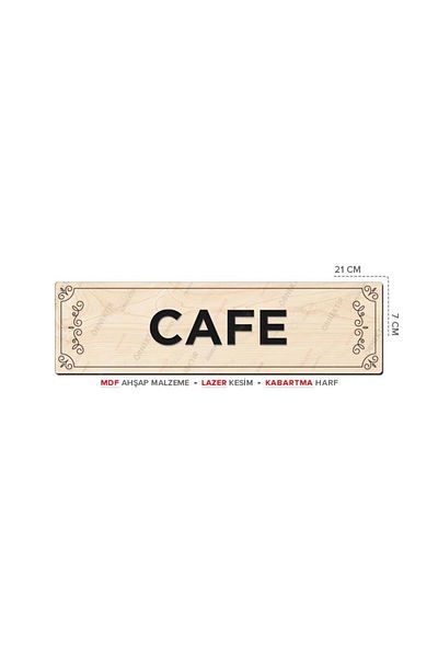 Posterya At01022 - Cafe Laser Cut Embossed Letter Mdf Wood Router Sign (21×7cm)