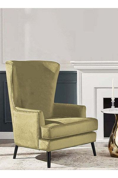 House One Velvet Royal Chair with Wingback and Arms