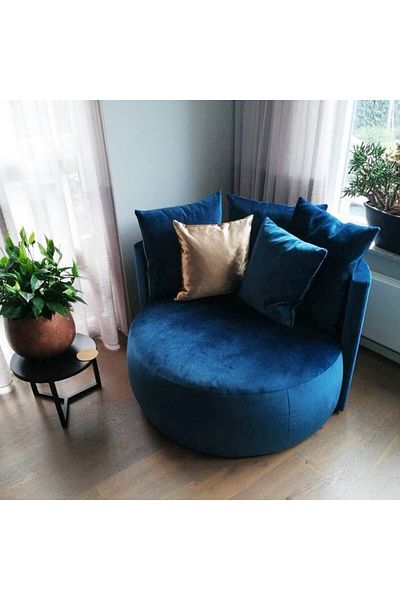 House One Side Chair| swedish wood and Velvet - Blue - 110x85 cm