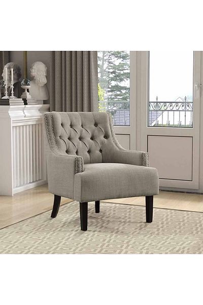 House One Side Chair| swedish wood and Linen - Beige - 83x73x86 cm