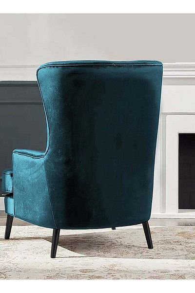 House One Velvet Royal Chair with Wingback and Arms