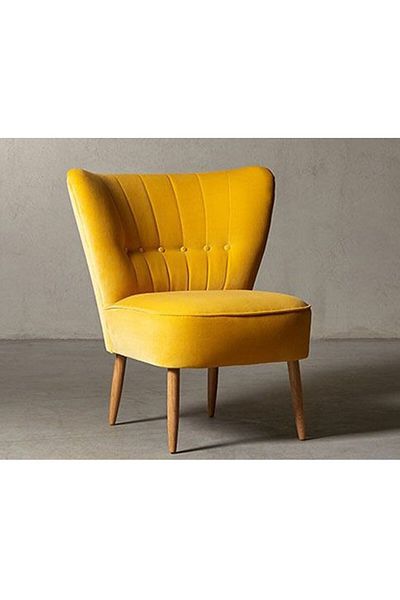House One Side Chair| swedish wood and Velvet - Yellow - 55x55x75 cm