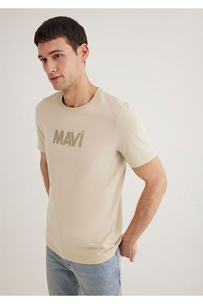 Mavi Τυπωμένο λογότυπο Μπεζ T-Shirt Slim Fit / Slim Fit 066846-70322