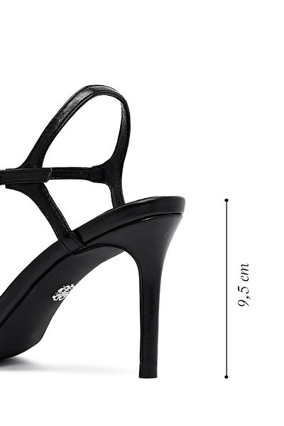 Derimod Women's Black Ankle Buckle Stone Thin Heeled Sandals 25Sfe482814