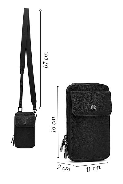 Derimod Men's Black Leather Crossbody Bag 25Sbd3300Ft