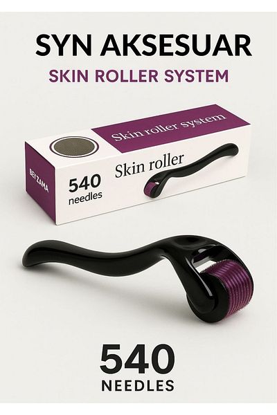 SYN AKSESUAR Set of 3 Derma Roller 540 Needle & Ice Cube Facial Massager, Natural Stone Heart Gua Sha Facial Care Stone