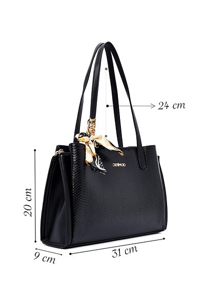Derimod Women's Black Patterned Classic Shoulder Bag 25Sbd286140