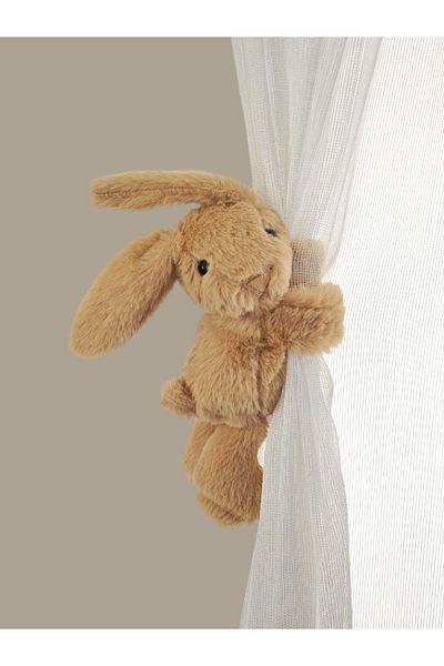 Littleandmoreofficial Embracing Hugging Plush Rabbit Bracelet Baby Kids Room Curtain Room Decor - Camel