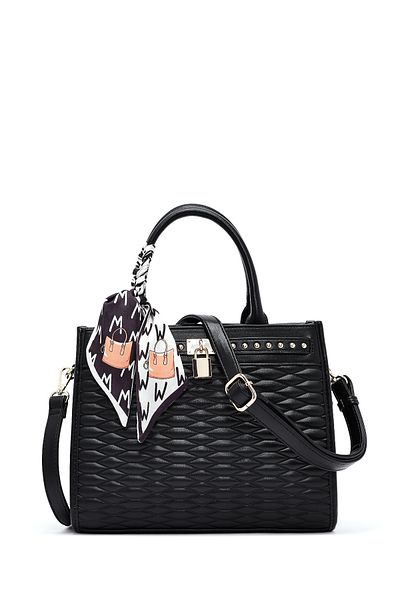 Derimod Women's Black Long Strap Quilted Handbag 25Sbd2854Kp