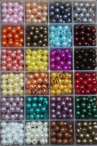 Hobimos 8 mm Colorful Pearl Bead Jewelry Making Set in 24 Colors 24 Compartment Box