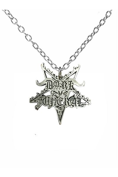 Herşey Nota Dark Funeral Logo Figured Metal Necklace – Black Metal Unisex Jewelry with 60 cm Chain