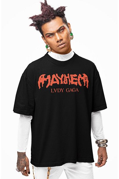Fuddy Moda Μπλουζάκι με στάμπα Unisex Mayhem And Lady Gaga, μπλουζάκι με μουσικό θέμα