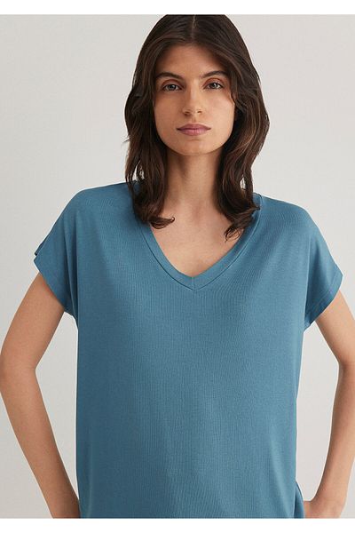 Mavi Tricou vâscos cu decolteu în V - Croială normală167714-70753