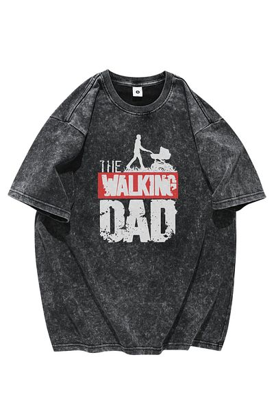 Fuddy Moda The Walking Dad Written Washable T-Shirt, Vintage T-Shirt με θέμα την Ημέρα του Πατέρα