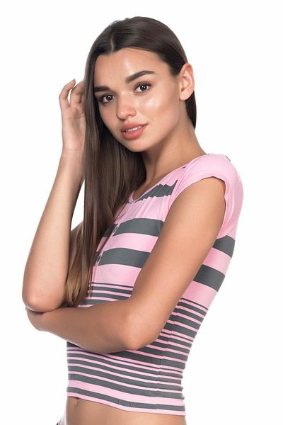 Marsilyan Pink Gray Mi Emay 5026 Soft Seamless t Shirt