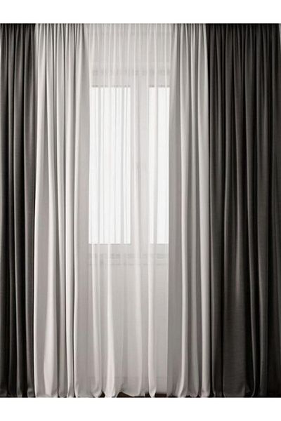 Karasi 1/3 frequent pleat (dark gray) island backdrop curtain