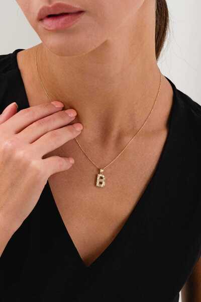 FERMAS KUYUMCULUK 14 Ayar Kalemli B Harfli Altın Kolye