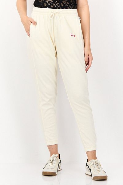 Levi's Women Regular Fit Drawstring Brand Logo Jogger Pants, Beige