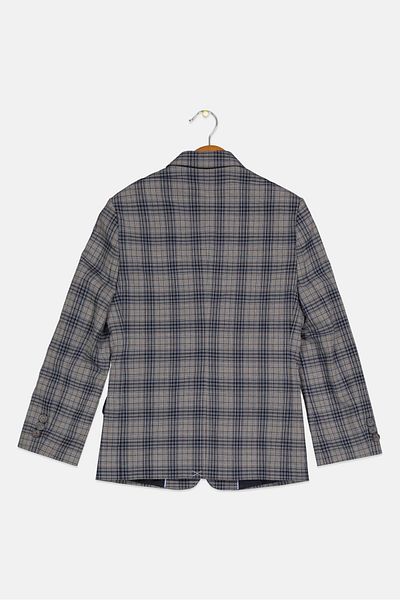 Tommy Hilfiger Kids Boy Notched Collar Long Sleeves Plaid Jacket, Blue