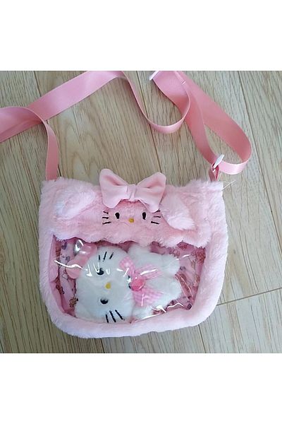 Miniso Hello Kitty Kawaii Sanrio Plush Bags Cinnamoroll Melody Kuromi Crossbody Bag Cartoon Transparent Plu