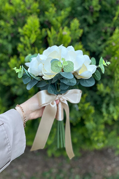 Luxe Floral Bouquet 12’li Manolya Gelin Buketi Okaliptüs Aranjmanlı & Nişan B...