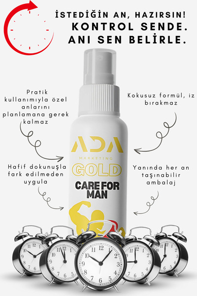 Ada Marketing Gold Man Extra Erkek Bakım Spreyi Hediye 5'li Mendili – 60 ml